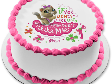 44 Cats Gatti Pilou If You Don t Like Cats You Don t Like Me Ribbons Hearts Flowers Edible Cake Topper Image ABPID50934 Online