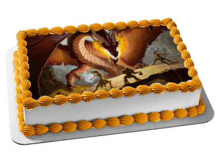 Dungeons and Dragons Classic Tabletop RPG Gaming Dragon Battle Edible Cake Topper Image ABPID50814 Supply