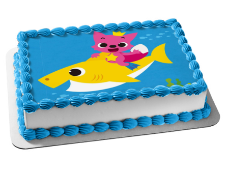 Pinkfong Riding Baby Shark Edible Cake Topper Image ABPID50899 on Sale